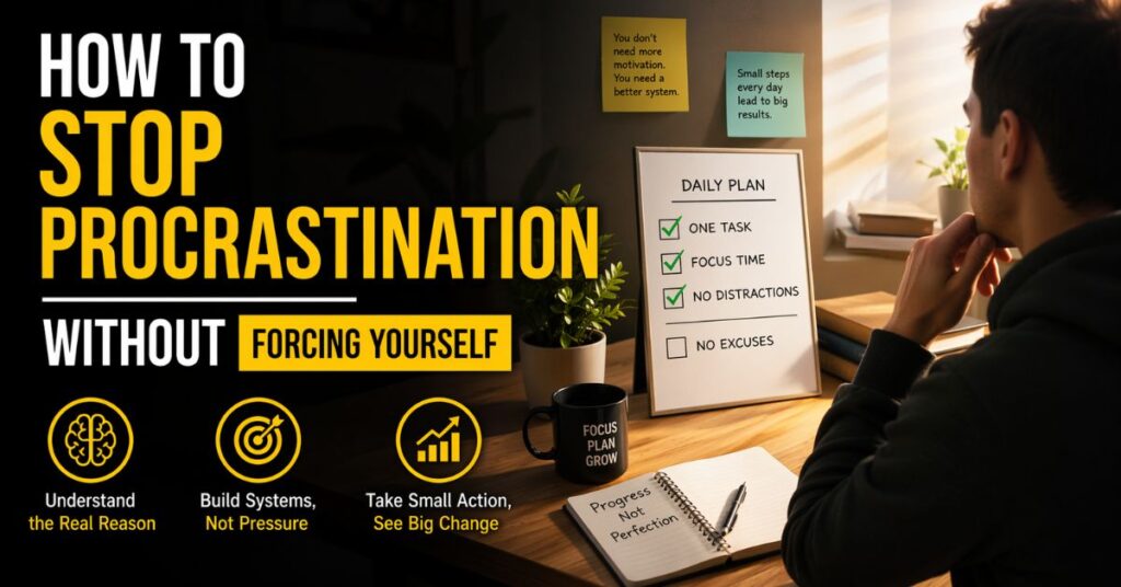 person sitting calm avoiding procrastination