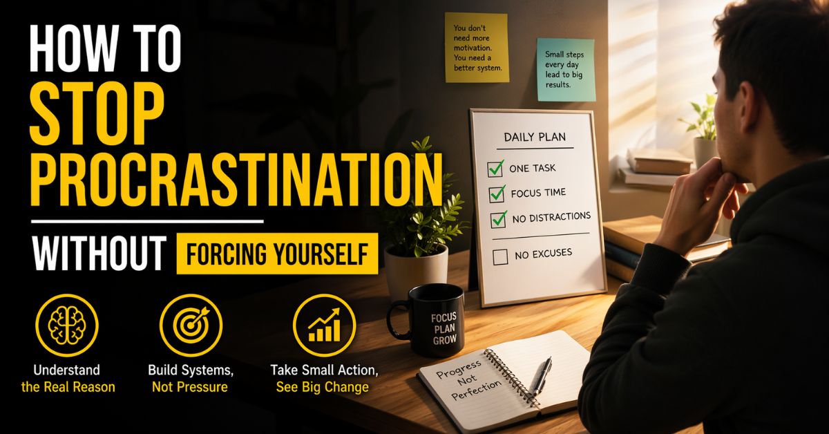 person sitting calm avoiding procrastination