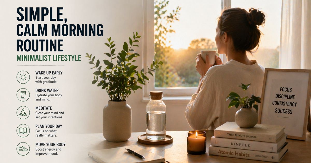 simple calm morning routine minimalist lifestyle